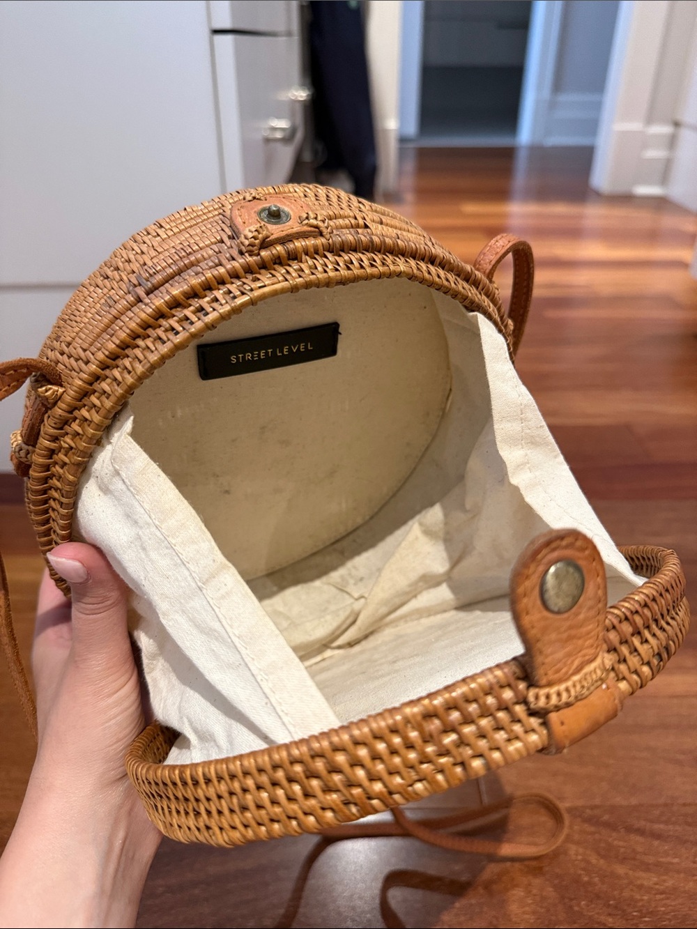 Street Level Round Rattan Bag - Picture 3 of 5
